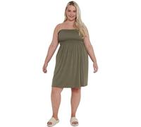 eyes Plain Sheering Tops For Women Oversized Plus Size Strapless Boob Tube Bandeau Jersey Ladies Summer Mini Dresses Blouses Khaki 12-14