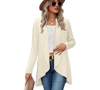 eyes Plus Size Cardigans for Women Ladies Hanky Hem Jersey Open Waterfall Boyfriend Womens Cardigan Top Full Long Sleeve Floaty Duster Jacket Coat Blazer Stone-20