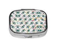 Eyes Print Pill Box 2 Compartment Medicine Pill Case,Portable for Pocket Or Purse Pill Box Decorative Metal Medicine Organizer