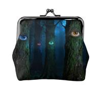 Eyes with Trees Coin Purse-Leather Kiss Lock Wallet Small Clutch