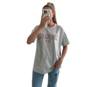 eyes Women J’Adore Paris Printed Short Sleeve Oversized Summer Baggy Fashion T Shirts Plus Size Tops for Ladies Casual Wear Loose Fit T-Shirt UK Grey ML (UK 12-14)