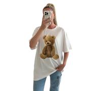 eyes Women Teddy Bear Short Sleeve Oversized Summer Baggy Fashion T Shirts Printed Loose Fit Plus Size Tops for Ladies Casual Wear T-Shirt UK White XXL (UK 20-22)