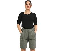 eyes Womens Cropped Trousers Ladies Capri Pants Three Quarter Soft Women Stretch Pull on Trousers Elasticated Waist Plus Size Summer Shorts (14, Stone (Shorts))