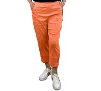 eyes Womens Cropped Trousers Ladies Capri Pants Three Quarter Soft Women Stretch Pull on Trousers Elasticated Waist Plus Size Summer Shorts (14, Coral)