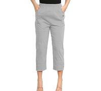 eyes Womens Cropped Trousers Ladies Capri Pants Three Quarter Soft Women Stretch Pull on Trousers Elasticated Waist Plus Size Summer Shorts (22, Light Grey)