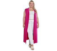 eyes Womens Ladies Sleeveless Maxi Long Length Boyfriend Women Cardigan Collared Top Floaty Duster Jacket Coat Blazer Stretchy Plus Size Cardigans Waistcoat Fuchsia UK 16-18