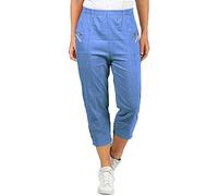 eyes Womens Summer Capri Trousers Ladies Three Quarter Soft 3/4 Pants Jeans Stretch Cropped Pull on Casual Bottoms Elasticated Waist Plus Size Shorts UK (Denim Blue, 20)