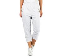 eyes Womens Summer Capri Trousers Ladies Three Quarter Soft 3/4 Pants Jeans Stretch Cropped Pull on Casual Bottoms Elasticated Waist Plus Size Shorts UK (White, 16)
