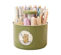 eyesfon Creative Four-Grid Rotating Pen Holders, Cute Rotating Bear Pencil Holders Desk Organizer for Office, School, Home (Green)