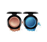 Eyeshadow Compact Duo with Rose-Gold Shimmer & Electric Blue Sparkle - Highly Pigmented, Long-Lasting Pressed Powder Makeup in Sl lack Travel Case for Bold & Subtle Eye Looks