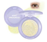 Eyeshadow Glitter - Gold Yellow & Pearlescent Highlighter - Shimmer Single Eyeshadow & Face Highlighter Talc-Free Vegan Pressed Powder Long-Lasting Waterproof Festival Makeup（04）