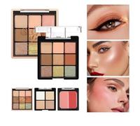Eyeshadow Highlighter and Blush Kit, 3 in 1 Face Makeup,for Face Cheeks Contour Brightening, Buildable Matte Coverage Natural Makeup,Ultra Sculpt Nose Shadow Eyeshadow Primer,#02