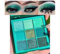 Eyeshadow Palette, 9-Color Teal Glitter Makeup Set with Waterproof Metallic Shimmer, Long-Lasting Formula for Mature Women and Blue Eyes, Special Occasions