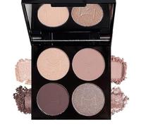 Eyeshadow Palette for Women, 4 Bright Nude Champagne Gold Light Dark Brown Eyeshadow, Makeup Set for Girls Eyes Metallic and Shimmer Finishes, with Built-In Mirror for Easy Application