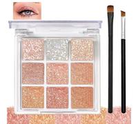 Eyeshadow Palette with Nude Shades, 9 Color Shimmer and Matte Eye Shadow Pallet, Natural Make-Up Palette, Long Lasting Highly Pigmented Eyeshadow for Women Smokey (Glitter-A)