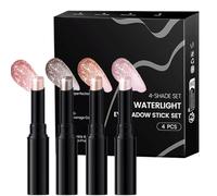 Eyeshadow Pencil Set | 4-Piece Jelly Glitter Crayon Stick, Shimmery Pigment, Long-Lasting, Smudge-Proof Eye Brightener | Makeup For School, Party, Night Out, Date, Wedding, Travel, Vacation, Stage, Wo