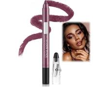 Eyeshadow Stick, 2-in-1 Creamy Eyeshadow & Eyeliner Stick with Sharpener, Waterproof Shimmer Plum Eyeliner for Long-Lasting Non-Smudge, Highly Pigmented Formula, Travel-Friendly Design(05 FOG PURPLE)