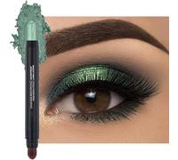 Eyeshadow Stick Green, Glitter Eye Shadow Stick Metallic Dual-Ended Eyeshadows Crayon with Brush, Waterproof Shimmer High Pigmented Create Smoky Eye Makeup for Christmas Gifts