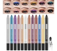 Eyeshadow Stick Set, MKNZOME 12Pcs Shimmer Cream Eyeshadow Pen High Pigmented Eye Shadow Stick Waterproof Long Lasting Eye Makeup Gift