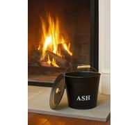 Eyesome 12L Metal Ash Bucket with Lid Easy to Carry Sturdy Wooden Handle Metal for Hot Ash Coal Logs Chunks Pellets Wood Fireplaces Fire Pits Galvanised for Indoor Outdoor BBQ