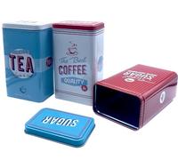 Eyesome 3 Pack Kitchen Canisters with Airtight Lids, Metal Storage Jar Set, Coffee, Sugar, Tea, Flour Storage Containers, Farmhouse Kitchen Décor Organiser Retro Design