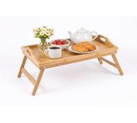 Eyesome Bamboo Bed Tray Table with Folding Legs - Portable Breakfast Serving Tray with Handles for Bed, Sofa & Dining Table - Laptop Desk & Food Serving Tray (With Foldable Legs)