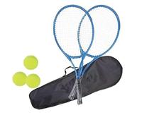 Eyesome Childrens Kids Metal Junior Tennis Set 2 Racket Raquets and 1 Ball Outdoor Toy Play Game Set With Carry Bag - Garden Game Kit