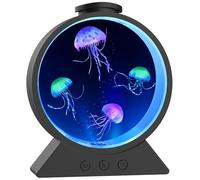 Eyesound Jellyfish Lamp,Whisper-Quiet Sensory Aquarium Light,7 Color Mood Night Light with Adjustable Water Flow & 8H Timer,Rounded Tank Lamp for Home Office Bedroom Decor for Kids Adults(Black)