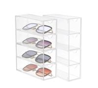 Eyewear Stand 4 Layers Large Glasses Organizer Box Glasses Storage Box Multifunctional Stackable Display Holder Reusable Acrylic Cosmetics Display Stand