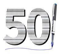 EYEYE 0.7mm Liquid Ink Blue Pens Roller Ball, 50 Pack Rollerball Pen Medium Point Quick Dry, Blue Ink Pens Fine Point Smooth Writing Pens for Journaling, Note Taking, Office and School Supplies