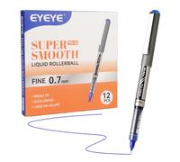 EYEYE Blue Pens Needle Tip 12 Pack Rollerball Pen 0.7mm Medium Point Quick Dry, Liquid Ink Pens Fine Point Smooth Writing Pen for Colouring, Journaling, Note Taking, Office, School Supplies