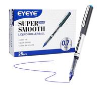 EYEYE Blue Rollerball Pens 0.7mm, 25 Pack Liquid Ink Roller Ball Pen Medium Point Quick Dry, Blue Ink Pens Fine Point Smooth Writing Pens for Journaling, Note Taking, School, Office Supplies