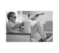 EYEZER Steve McQueen Aims A Revolver Poster from 1963 Canvas Poster Wall Art Decor Print Picture Paintings for Living Room Bedroom Decoration Unframe-style 12x18inch(30x45cm)