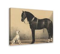EYEZER Vintage Horse And Dog Animal Posters Canvas Poster Bedroom Decor Sports Landscape Office Room Decor Gift Frame-style 08x12inch(20x30cm)