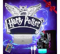 Eygerur 2 Patterns Ha-rry Po-tter Night Light, 3D LED Illusion Lamp for Girls Boys 16 Colors with Remote Control and Smart Touch, Children's Room Decoration Holiday