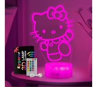 Eygerur Kitty Gifts for Girls - Kitty Night Light, 3D LED 16 Color Dimmable USB/Battery Powered Kitty Lamp with Remote Control and Smart Touch for Girls Room Decor Party Birthday Christmas