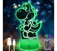 Eygerur Yoshi Night Light for Kids Yoshi Light Gifts 3D LED Illusion Lamp 16 Colors Dimmable USB Powered Touch Control with Remote,Children's Room Decoration Holiday Gifts