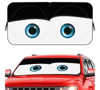 Eygeufg Car Windshield Sun Shade, Funny Car Eyes Sun Visor, Wear-Resistant Black Tape, Foldable 59‘’x27.5‘’/63''x31.5''