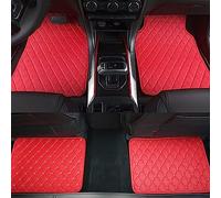 EYHQKRTR 4 PCS Car Leather Floor Mats For Citroen C3 2017-2023, Custom Floor Liners Front Rear Row Mat Pad Waterproof Non Slip Carpet All Weather Protector Interior Accessories, I/Red