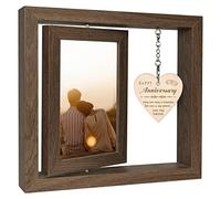 EYITUPC Happy Anniversary Photo Frame Gifts for Girlfriend Her, Rustic Wood Floating Anniversary Photo Frame Gifts for Boyfriend Him, Display Two 4x6 Inch