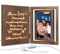 EYITUPC Rotating Light Up Bereavement Wood Photo Frame Sympathy Grief Gift