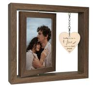 EYITUPC Rotating Wood Couple Frame Romantic Gift for Boyfriend Girlfriend | Lucky to Be in Love with My Best Friend, Anniversary Birthday, Gifts for Him or Her, Display 2 15x10 CM