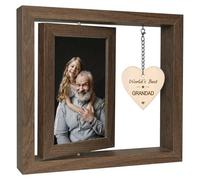 EYITUPC Rotating World's Best Grandad Photo Frame Birthday Wood Gift