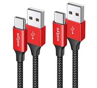 eyjiew USB C Charger Cable 2Pack 1M, USB A to USB C Cable Fast Charging Braided Phone Lead for iPhone 15 16 17 Pro Max, Galaxy S25 S24 S23 S22 S21 S20 S10 A35 A51 A55, PS5, Switch, Pixel,iPad-Red