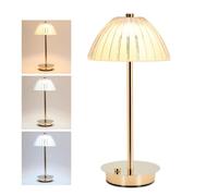 EYLIANGA Table Bedside Lamp for Bedroom with Touch Sensor,3 Color Dimmable Cordless Desk Lamp(White/Warm/Natural),USB Rechargeable Nightstand Lamp for Kids Room,Living Room,Bedroom,Study,Office(Gold)