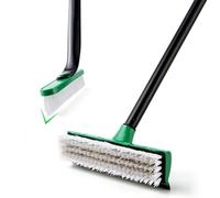 Eyliden 2 Pack Floor Scrubbing Brush with Long Handle and Built-in Scraper