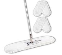 Eyliden 36" Professional Industrial Dust Mop, Commercial Cotton Dust Mops Broom, Telescopic Handle Residential Commercial Floor Cleaning Tools for Home Mall Hotel Office Garage Dust Mop (White, 36")