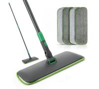 Eyliden Microfibre Mops for Cleaning Floors, 153cm Flat Floor Mop with 4 Reusable Washable Pads(Twisted & Microfibre) for Wet Dry Use, Hardwood Laminate Tile Home School Floor Dust