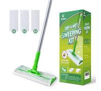 Eyliden Mop Starter Kit with 36 Refills( 12 Wet Wipes + 24 Dry Cloths), 3 in 1 Disposable Sweeper Mops for Cleaning Floors, Household Dry & Wet Floor