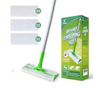 Eyliden Mop Starter Kit with 60 Refills( 36 Wet Wipes + 24 Dry Cloths), 3 in 1 Disposable Sweeper Mops for Cleaning Floors, Household Dry & Wet Floor Mops for Hardwood Tile Laminate Kitchen Bathroom
